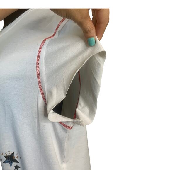 Misslook white patchwork short sleeves oversize  t shirt size Small - Picture 6 of 10